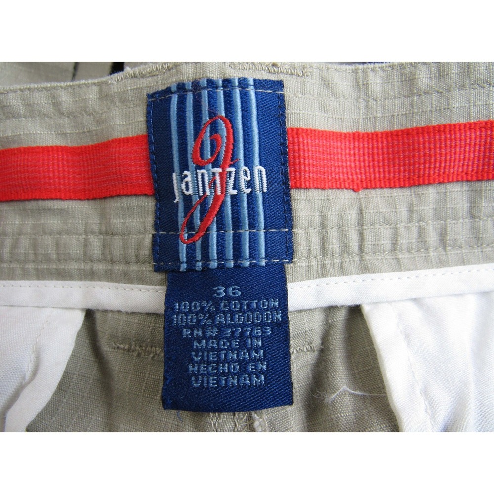 Jantzen Cargo Shorts Khaki Beige Checked 100% Cotton Men's Size 36 - Picture 4 of 4